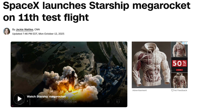 第11次试飞成功，“星舰”实现“活着回来”